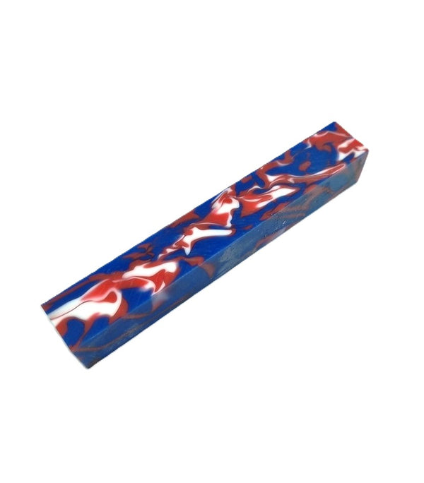 Blue, Red & White Acrylic Pen Blank