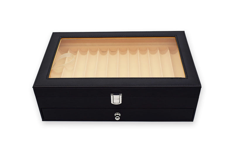 24 Pen Black Leather Display Box