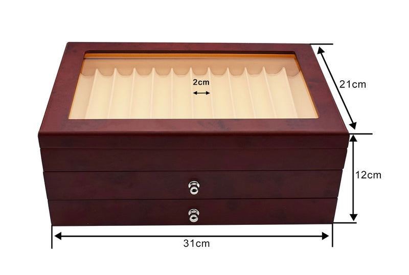 34 Pen Red Wooden Display Box