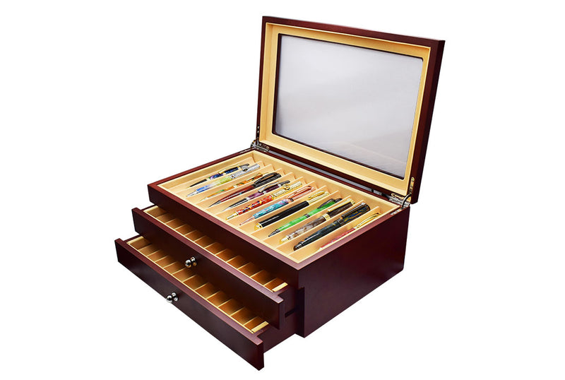 34 Pen Red Wooden Display Box